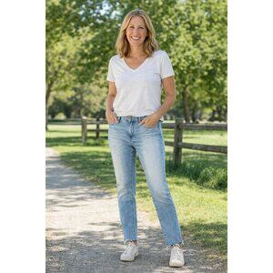 AG Adriano Goldschmied Prima Ankle Light Wash Frayed Hem Jeans 28